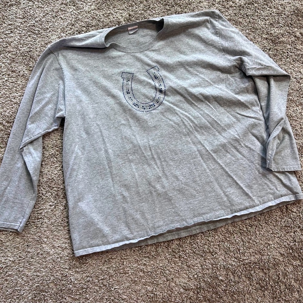 Indianapolis Colts Womens 3XL Rhinestone Horseshoe Long Sleeve T Shirt